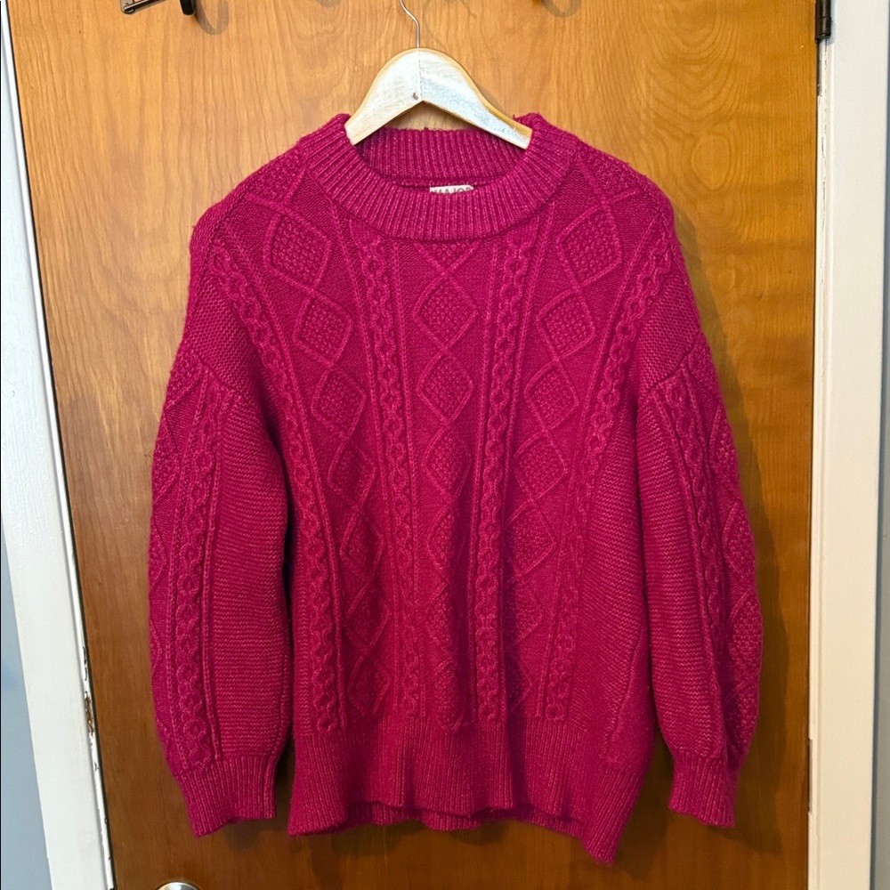 XL Major Label Group Cozy Fuchsia Cable Knit Sweater